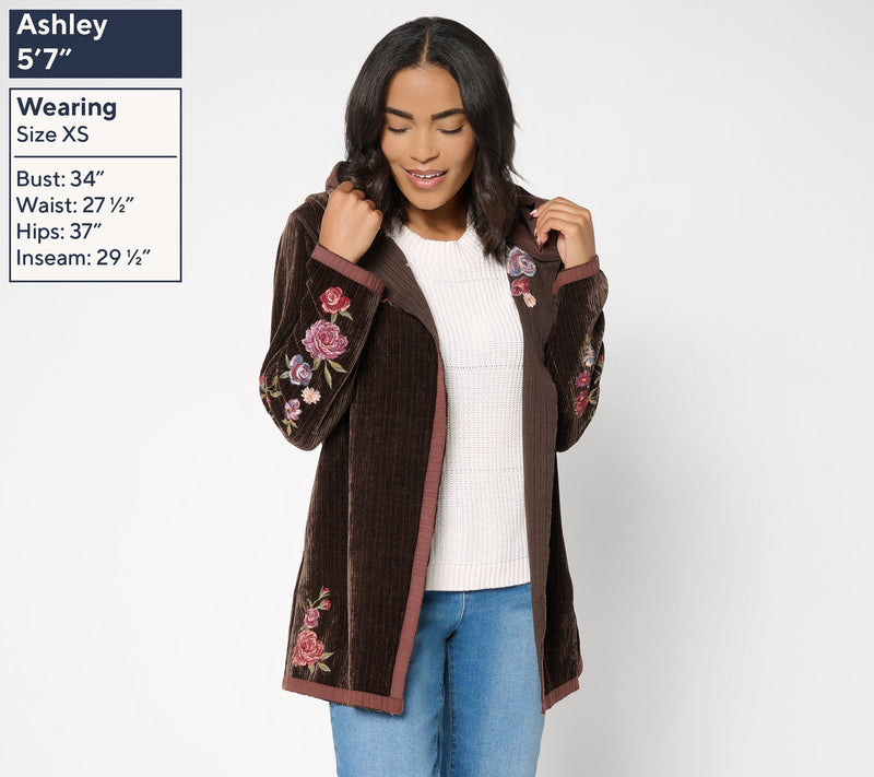 Driftwood Jeans Corded Shelly Kimono with Embroidery - Bows & Roses — View 2