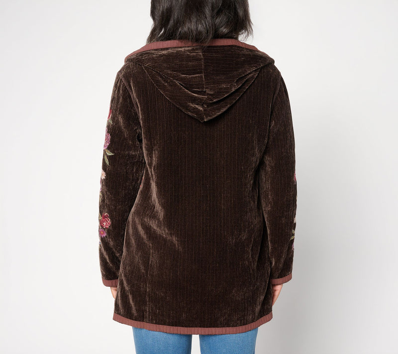 Driftwood Jeans Corded Shelly Kimono with Embroidery - Bows & Roses — View 3
