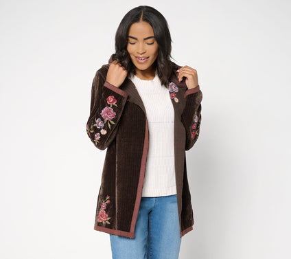 Driftwood Jeans Corded Shelly Kimono with Embroidery - Bows & Roses