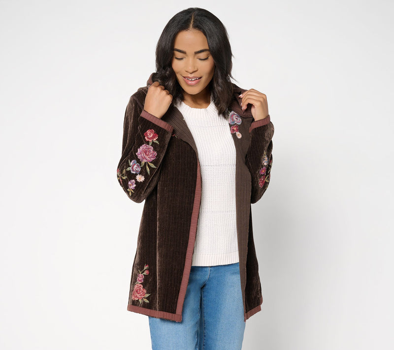 Driftwood Jeans Corded Shelly Kimono with Embroidery - Bows & Roses — Main view