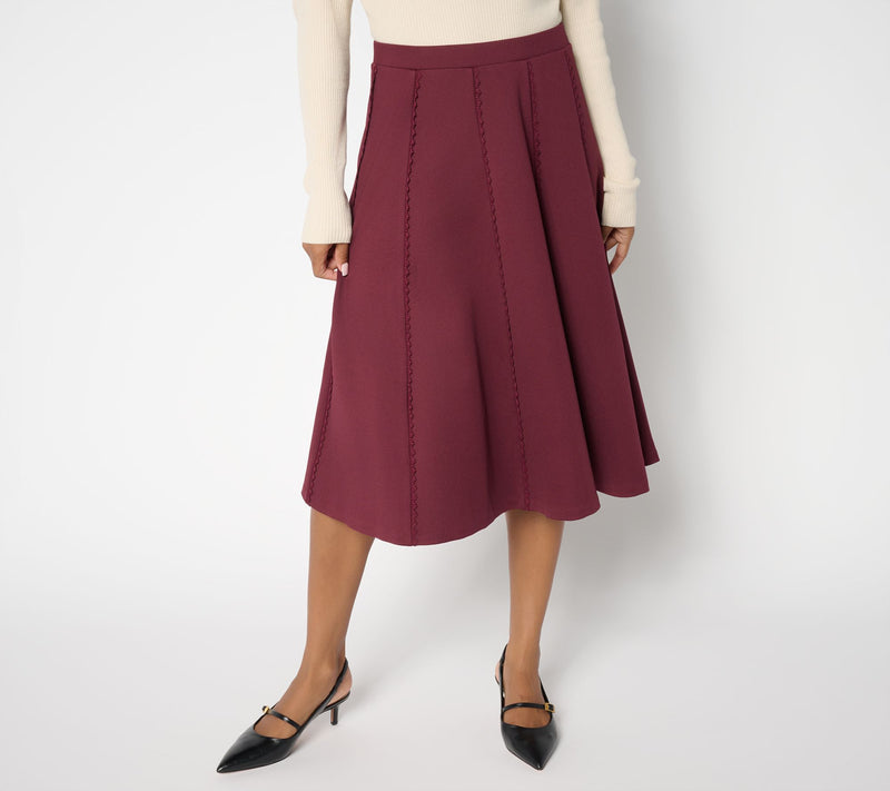 Studio Park x Sandra Bennett Petite Pull-On Midi Skirt w Trim Detail — View 9