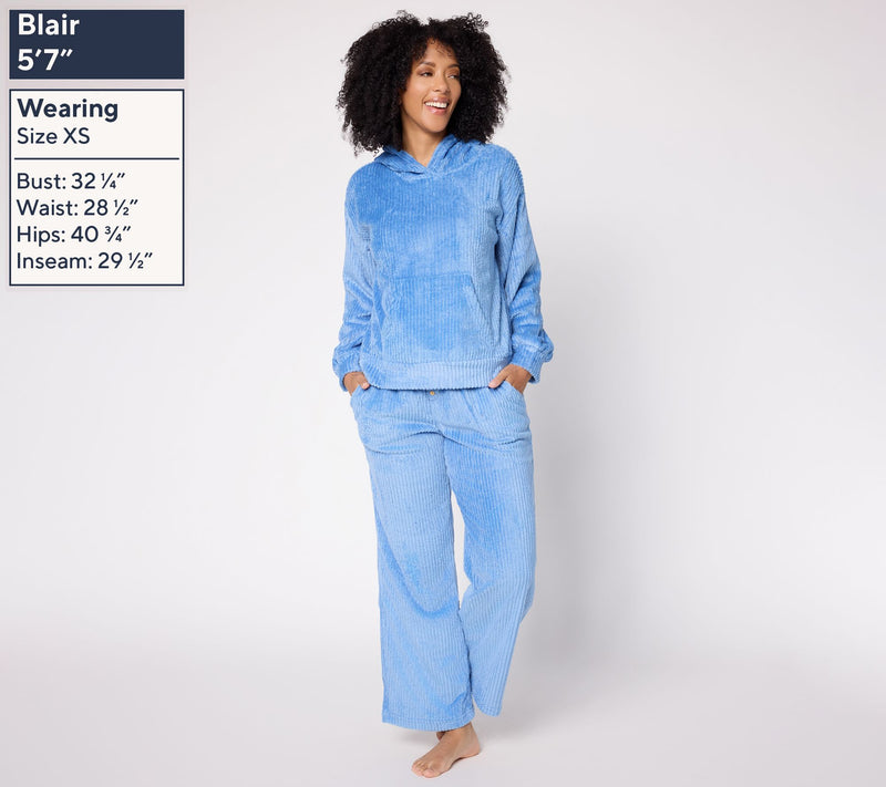 MUK LUKS Silky Velour Hooded Lounge Set — View 3