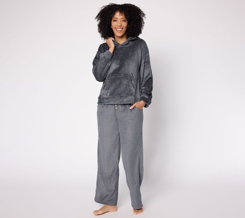 MUK LUKS Silky Velour Hooded Lounge Set — View 13