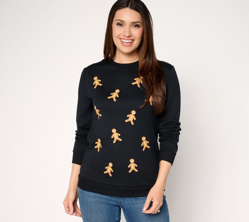 MUK LUKS French Terry Holiday Party Pullover — View 9