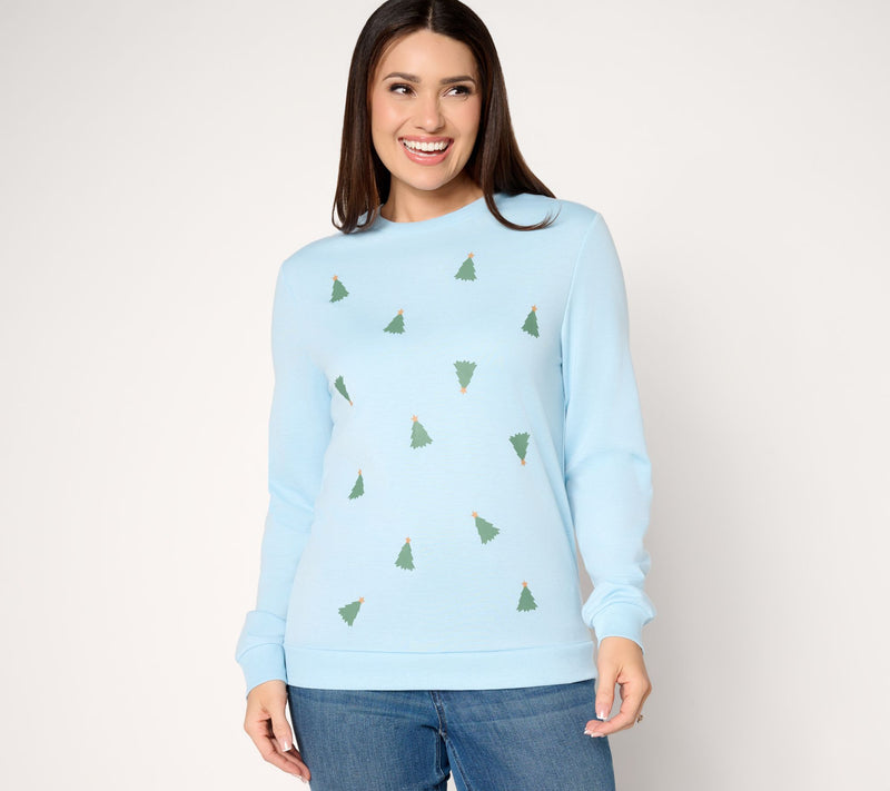 MUK LUKS French Terry Holiday Party Pullover — View 7