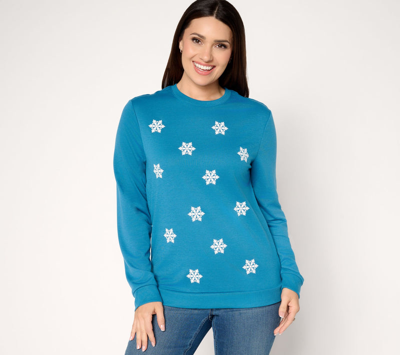 MUK LUKS French Terry Holiday Party Pullover — View 11