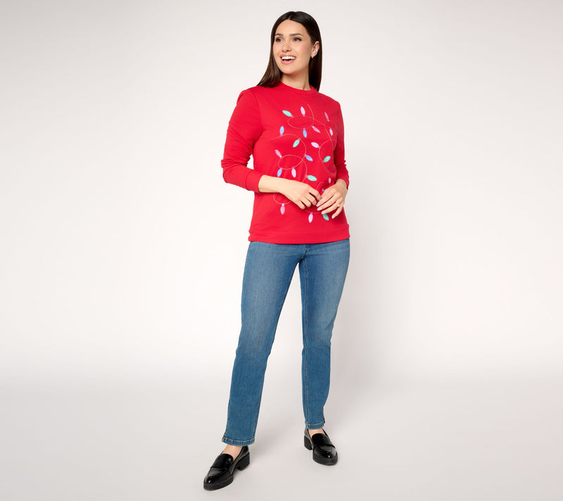 MUK LUKS French Terry Holiday Party Pullover — View 14