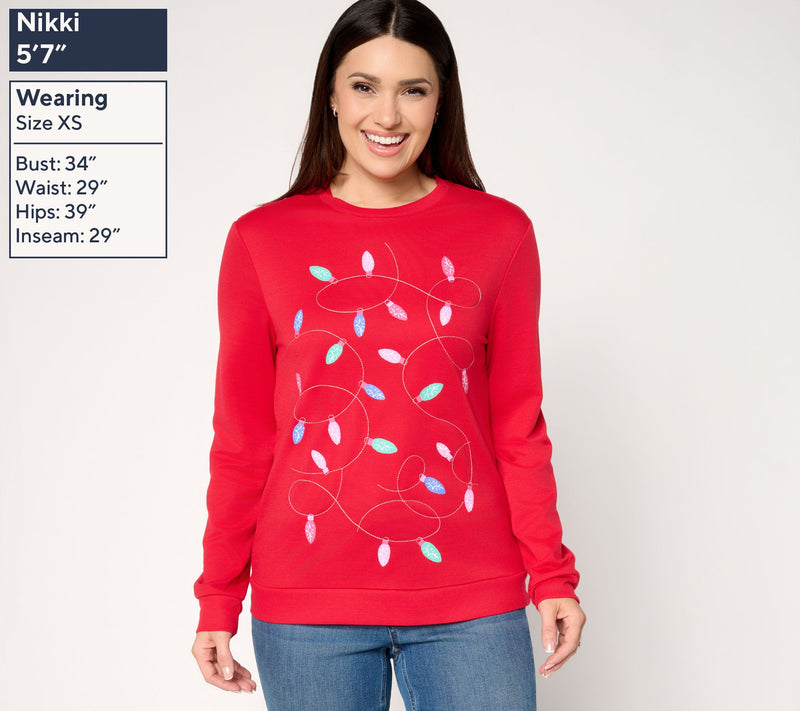 MUK LUKS French Terry Holiday Party Pullover — View 12