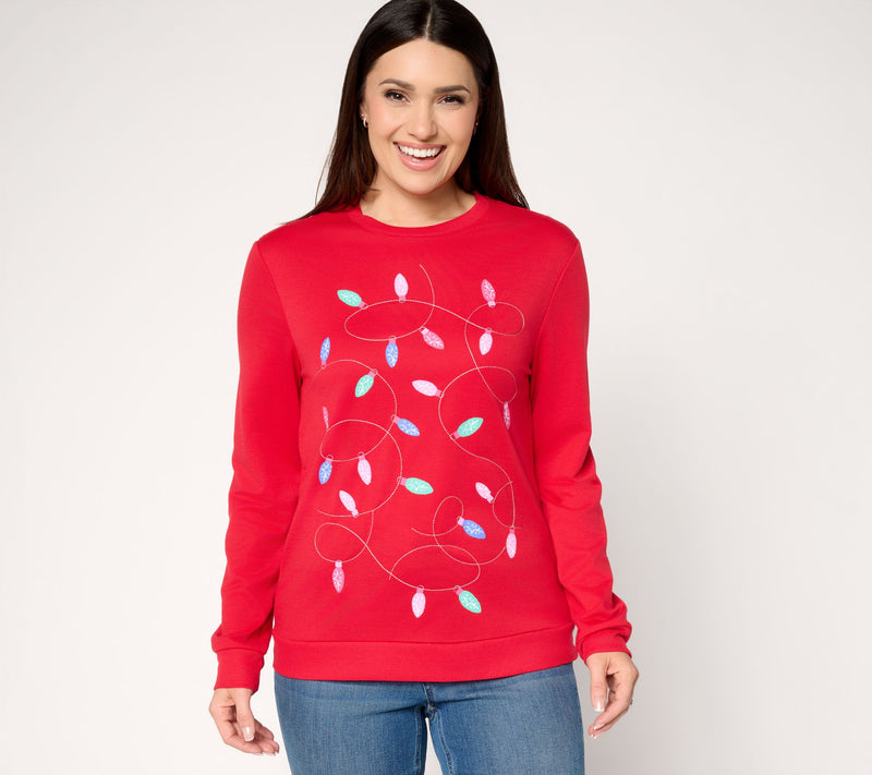 MUK LUKS French Terry Holiday Party Pullover — Main view