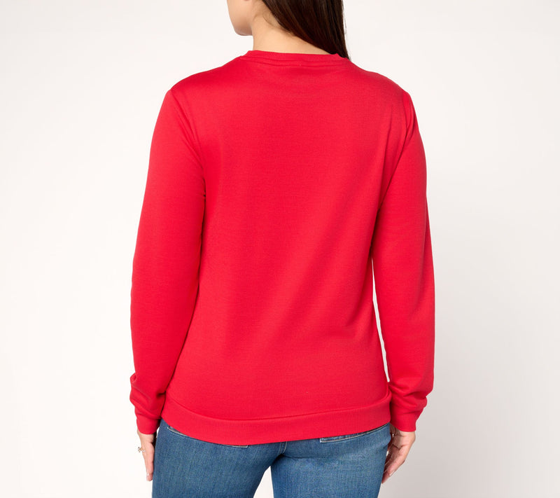 MUK LUKS French Terry Holiday Party Pullover — View 13