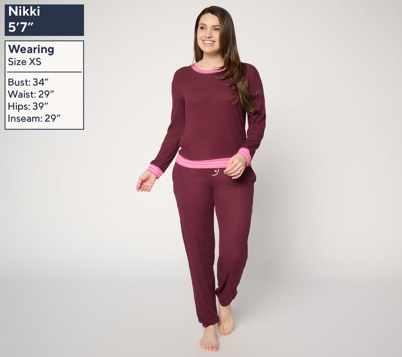 MUK LUKS Ribbed Butterknit Heart Lounge Set — View 2