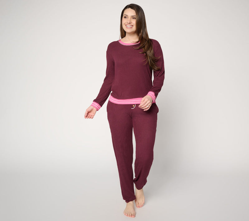 MUK LUKS Ribbed Butterknit Heart Lounge Set — Main view