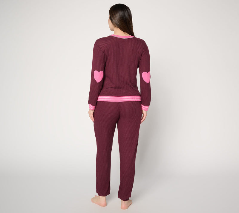 MUK LUKS Ribbed Butterknit Heart Lounge Set — View 3