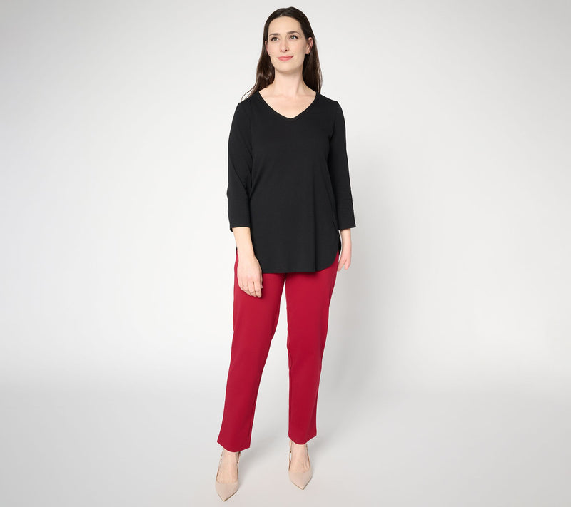 Susan Graver Weekend Regular Cotton Ponte Straight Leg Pant — View 12