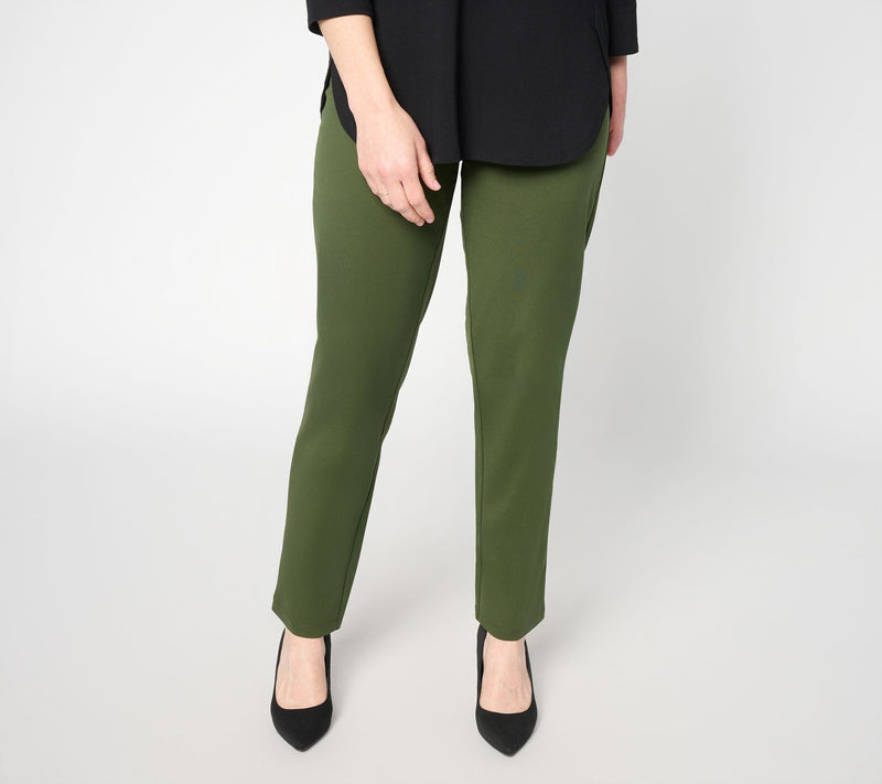 Susan Graver Weekend Regular Cotton Ponte Straight Leg Pant — View 4