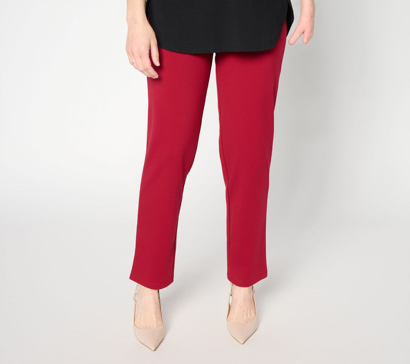 Susan Graver Weekend Petite Cotton Ponte Straight Leg Pant — View 7