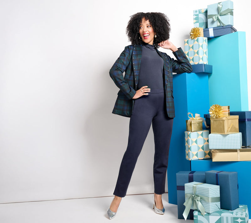 Susan Graver Weekend Tall Cotton Ponte Straight Leg Pant — View 9