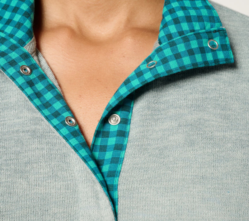 Denim & Co. Flat Back Rib Snap Henley Top with Contrast Print — View 6