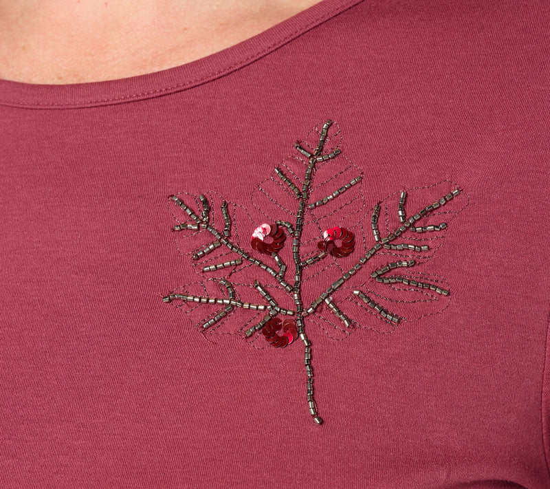 Denim & Co. 100% Cotton Jersey Long Sleeve Embroidered Top — View 5