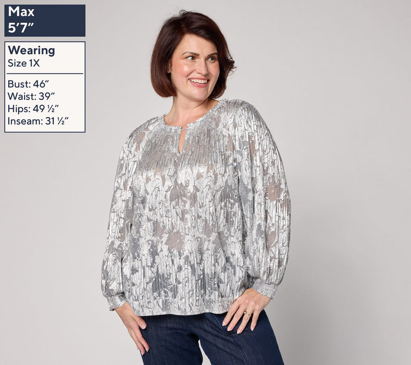 BEAUTIFUL by Lawrence Zarian The Donna Printed Mesh Blouse — View 6