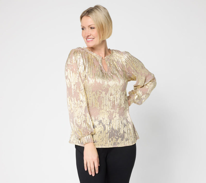 BEAUTIFUL by Lawrence Zarian The Donna Printed Mesh Blouse — View 3