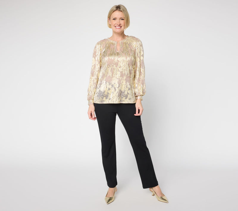 BEAUTIFUL by Lawrence Zarian The Donna Printed Mesh Blouse — View 9
