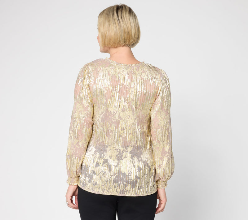 BEAUTIFUL by Lawrence Zarian The Donna Printed Mesh Blouse — View 8