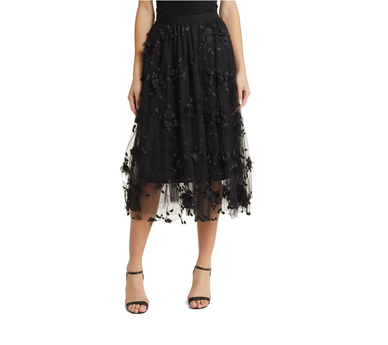 NIKKI LUND Audra 3D Floral Embroidered Skirt — Main view