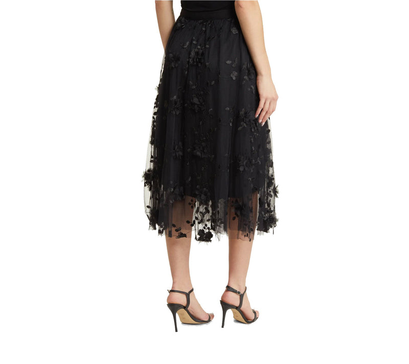 NIKKI LUND Audra 3D Floral Embroidered Skirt — View 3
