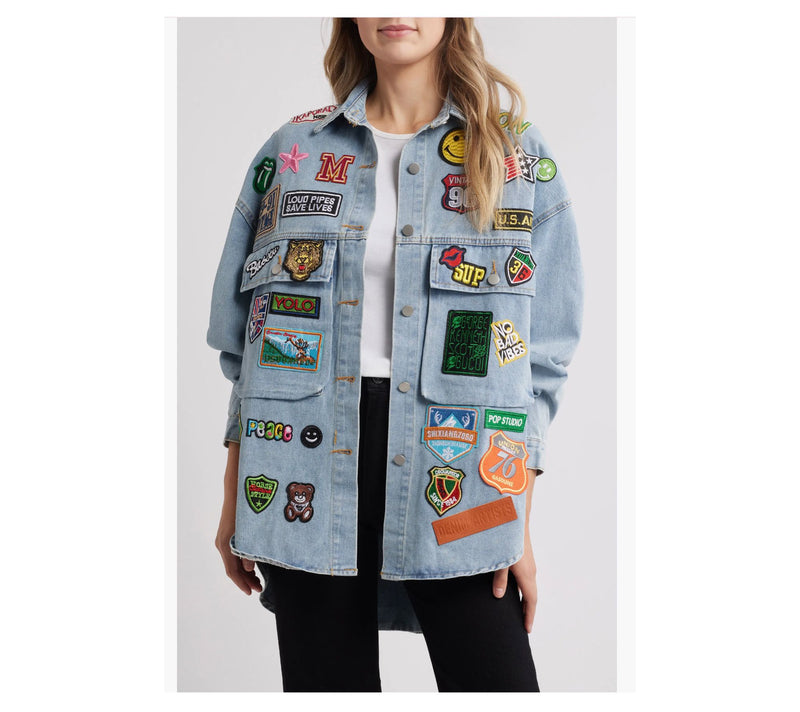 NIKKI LUND Thora Patch Denim Jacket — View 9