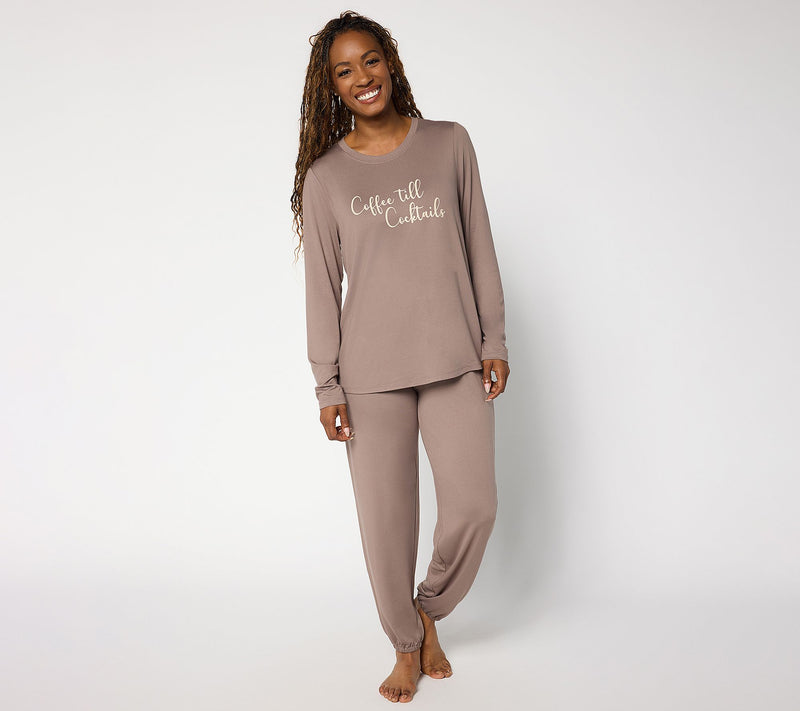AnyBody Regular Lush Jersey Message Top and Jogger Set — View 13