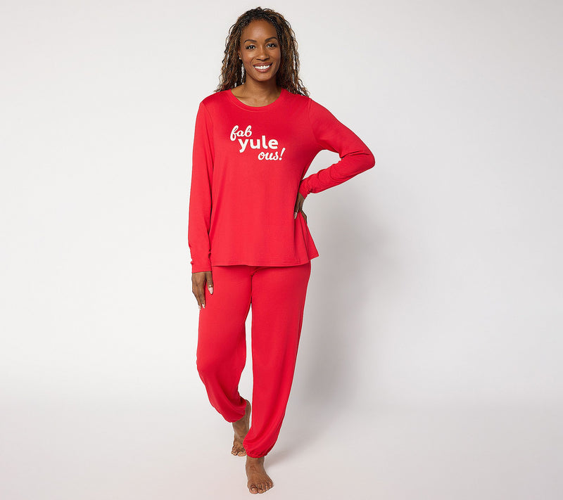 AnyBody Petite Lush Jersey Message Top and Joggers Set — View 5