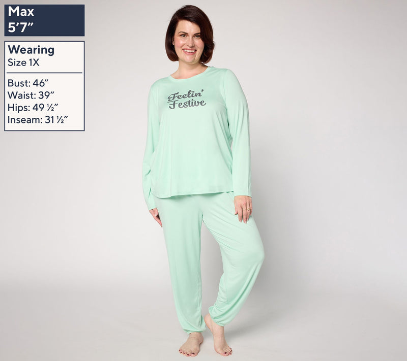 AnyBody Tall Lush Jersey Message Top and Joggers Set — View 14