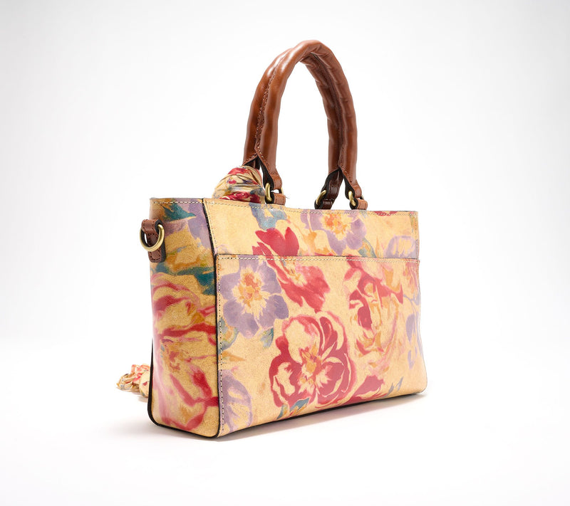"As Is" Patricia Nash Aileen Leather Top Handle Satchel w/Scarf — View 2