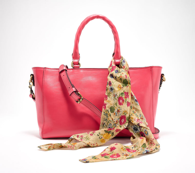 "As Is" Patricia Nash Aileen Leather Top Handle Satchel w/Scarf — View 17