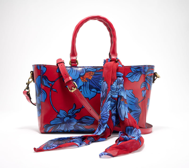 "As Is" Patricia Nash Aileen Leather Top Handle Satchel w/Scarf — View 19