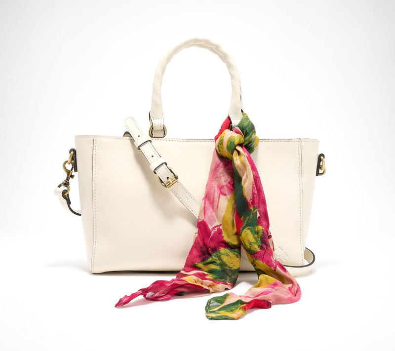 "As Is" Patricia Nash Aileen Leather Top Handle Satchel w/Scarf — View 21