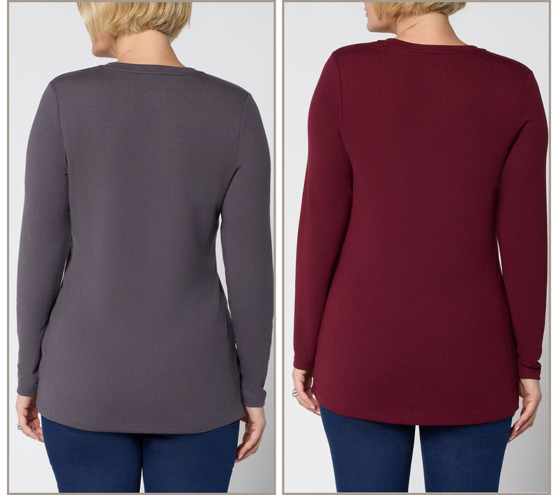 Denim & Co. Essentials Heavenly Jersey 2-Pack V-Neck Tunics — View 4