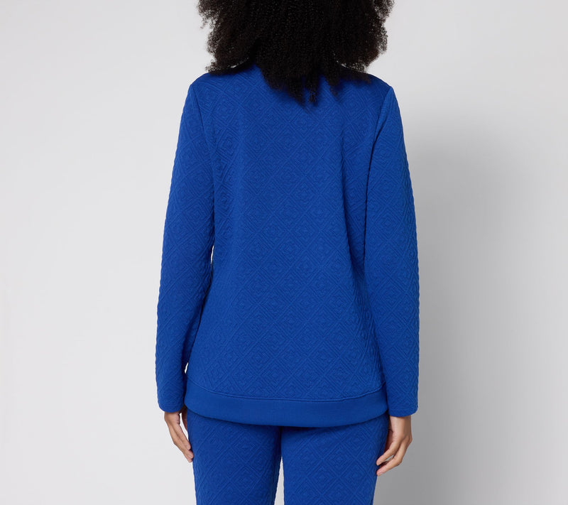 Denim & Co. Active Patterned Jacquard Mock Neck Top — View 3