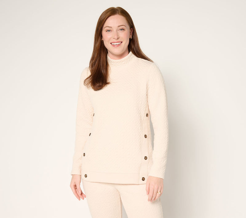 Denim & Co. Active Patterned Jacquard Mock Neck Top — View 9