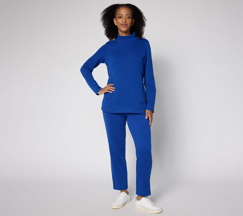 Denim & Co. Active Patterned Jacquard Mock Neck Top — View 4
