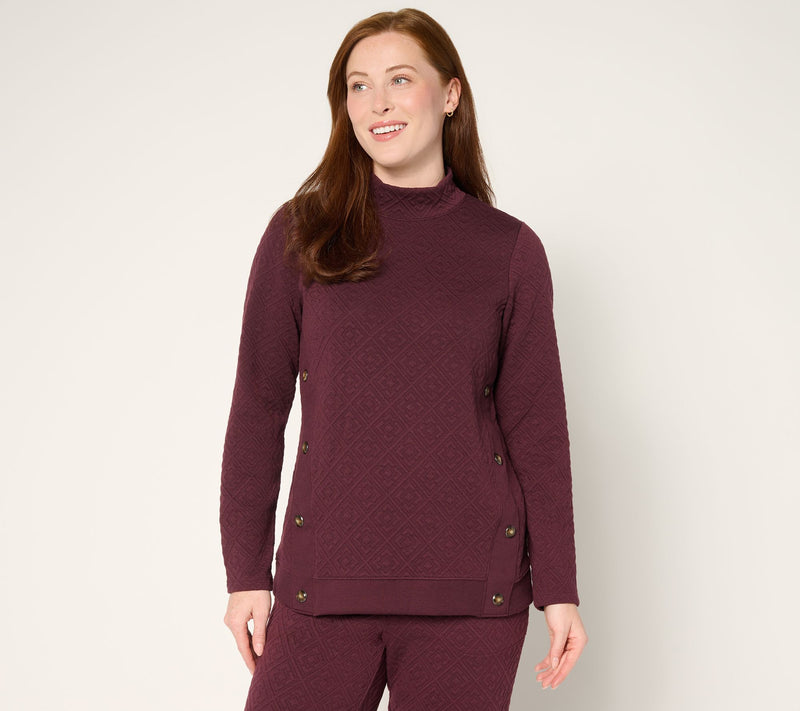 Denim & Co. Active Patterned Jacquard Mock Neck Top — View 10