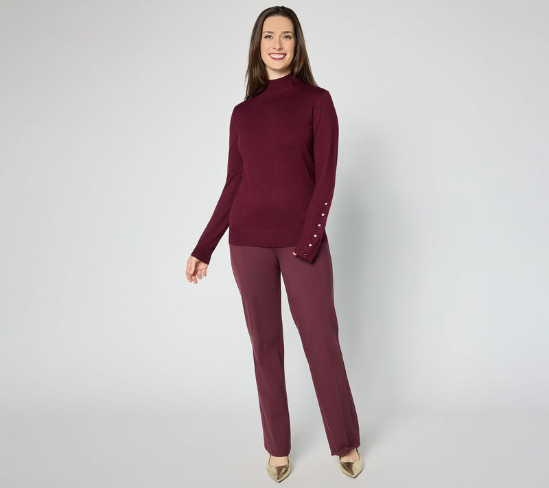 Dennis Basso Full Fashion Jersey Sweater with Gold Buttons — View 5