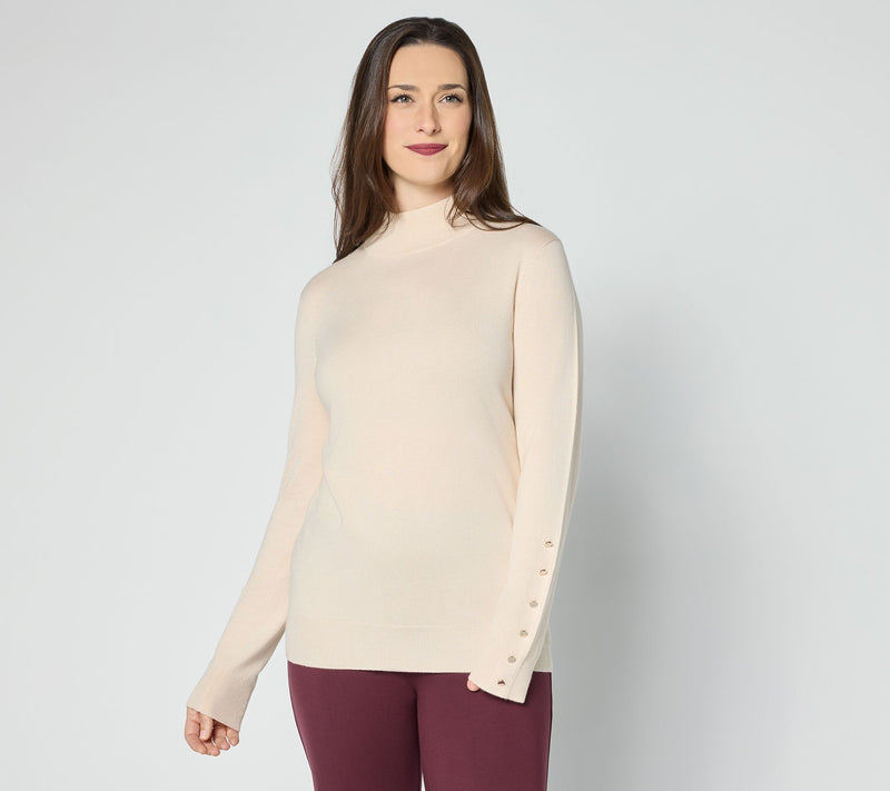 Dennis Basso Full Fashion Jersey Sweater with Gold Buttons — View 14