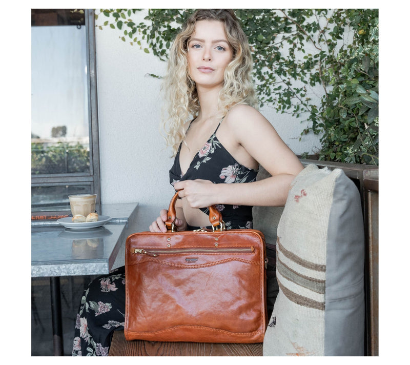 Old Trend Ficus Leather Top Handle Briefcase w/Shoulder Strap — View 8