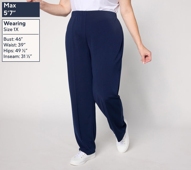 Susan Graver Regular Milano Knit Straight Leg Pull-On Pants — View 2