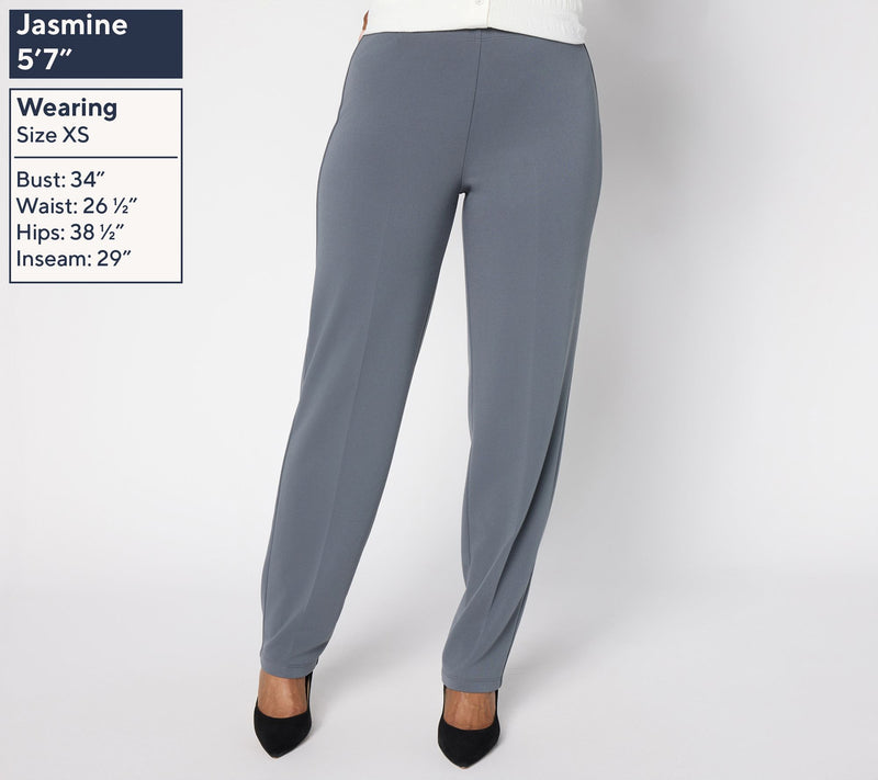Susan Graver Petite Milano Knit Straight Leg Pull-On Pants — View 3