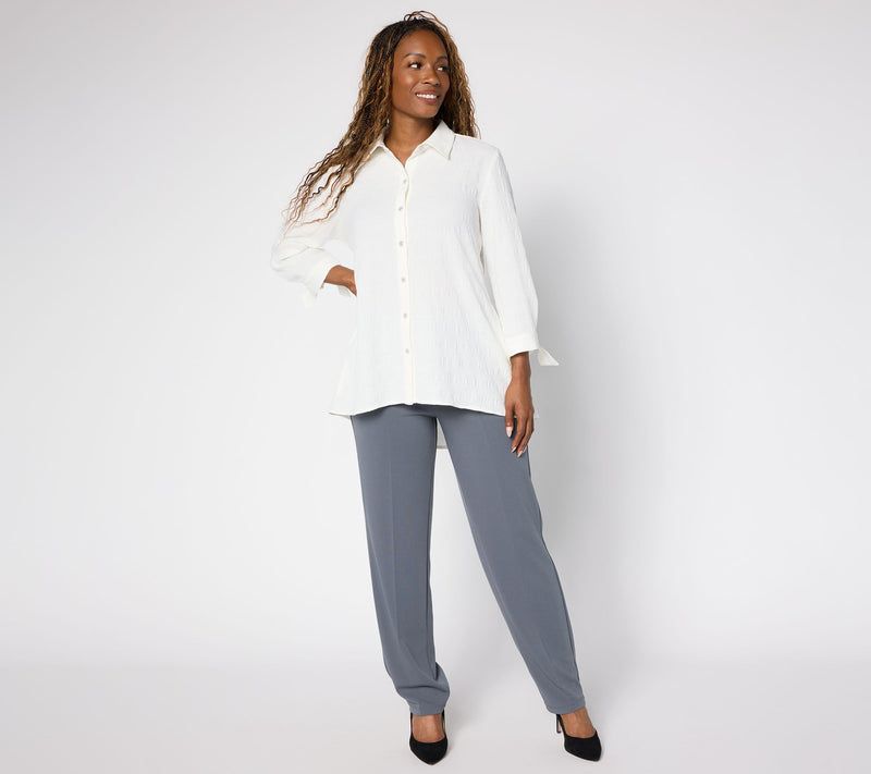 Susan Graver Petite Milano Knit Straight Leg Pull-On Pants — View 5