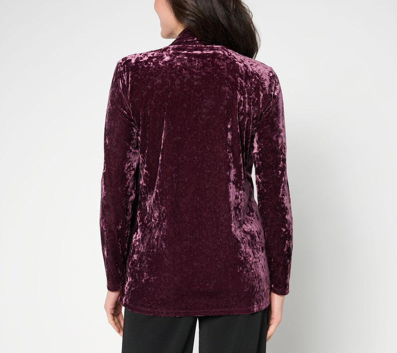 Denim & Co. Crushed Velvet Cardigan & Tank 2fer with Pockets — View 4