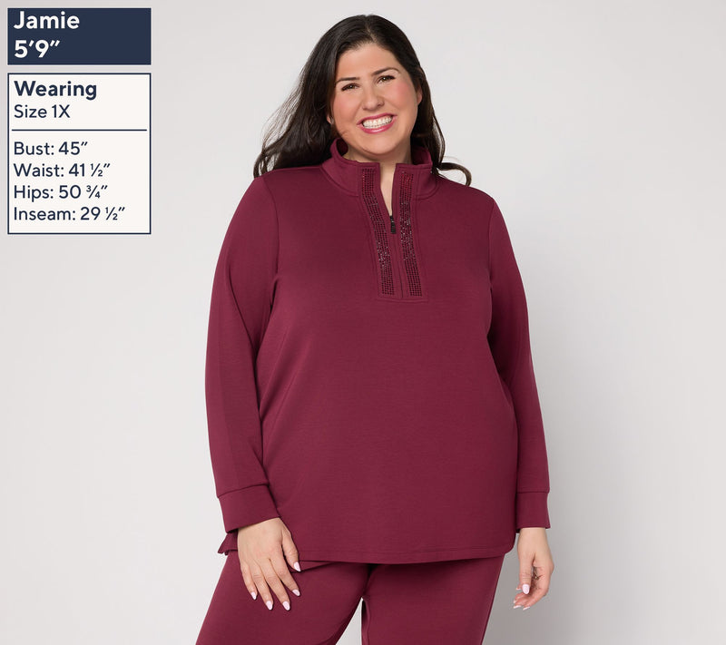 Belle by Kim Gravel Regular ScubaLuxe Sparkle Half-Zip Tunic — View 14